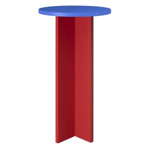 Table haute ronde 60 cm bleu prusse et rouge