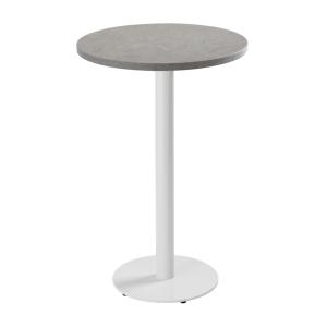 Table haute ronde 60 cm pied blanc et revêtement béton gris…