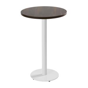 Table haute ronde 60 cm pied blanc et revêtement bois foncé…