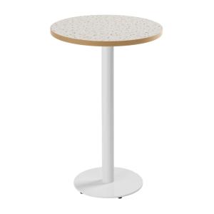 Table haute ronde 60 cm pied blanc et revêtement terrazzo