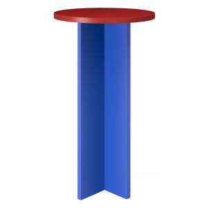 Table haute ronde 60 cm rouge et bleu prusse