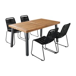 Table indoor/outdoor   4 chaises corde noires