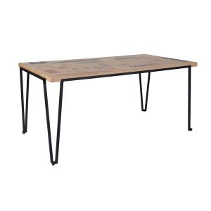Table indus rectangulaire en bois recyclé et pied métal L16…