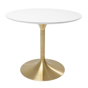 Table Invitation 120cm blanche et dorée Kare Design