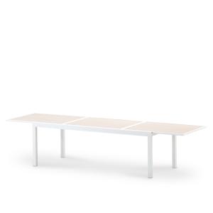 Table jardin extensible aluminium blanc plateau bois 224/33…