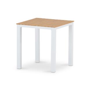 Table jardin imitacion en bois et alluminium blanc 70x70