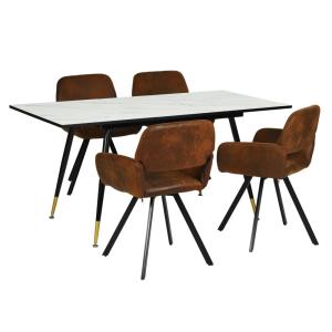 Table marbre extensible   4 chaises pivotantes vintage marr…