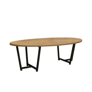 Table ovale 8/10 couverts en pin et métal teinte claire