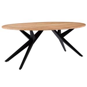 Table ovale 8 personnes en bois d'acacia et pieds en métal…