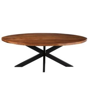 Table ovale en acacia et métal noir L210 acacia foncé