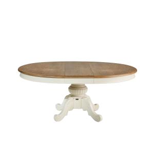 Table ovale en chêne 1 rallonge 6/8 couverts blanche