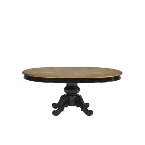 Table ovale en chêne 1 rallonge 6/8 couverts noire