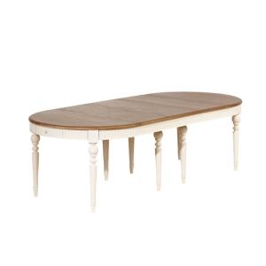 Table ovale en chêne 4 rallonges 14 couverts blanche