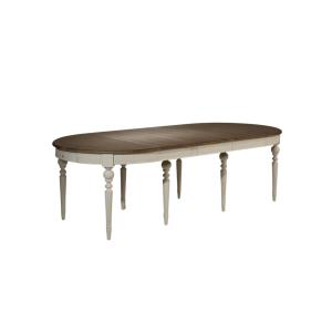 Table ovale en chêne 5 rallonges 6/12 couverts blanche