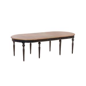 Table ovale en chêne 5 rallonges 6/14 couverts blanche