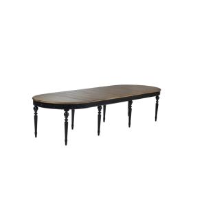 Table ovale en chêne 5 rallonges 6/14 couverts noire