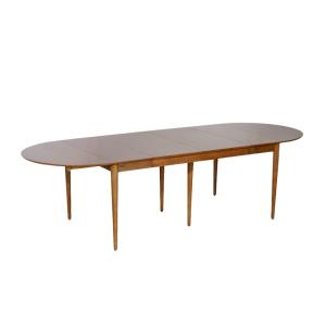 Table ovale en hévéa 2 rallonges 4/8 couverts teinte foncée…