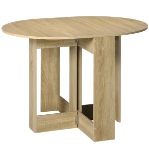 Table ovale pliable de cuisine 2 abattants aspect bois clair