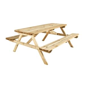 TABLE PIQUE NIQUE BOIS 180CM AVEC BANCS RABATTABLES