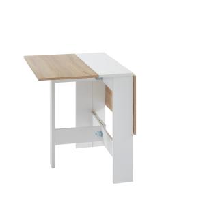 Table pliable   blanc et effet bois et chêne  104cm
