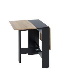 Table pliable   noir et effet bois et chêne  104cm