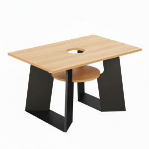 Table pour chat design bois et métal avec plateau ajouré