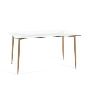 Table rectangulaire 140x80 cm avec plateau en verre et pied…