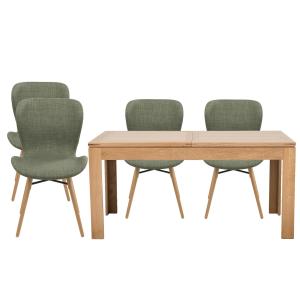 Table rectangulaire à rallonges L160/240    4 chaises tissu