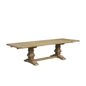 Table rectangulaire en acacia 2 rallonges 8/12 couverts tei…