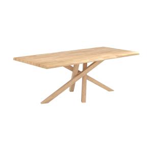 Table rectangulaire en bois d'hévéa massif clair 8 personne…