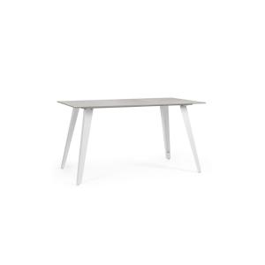 Table rectangulaire en céramique et métal L140 6 places bla…