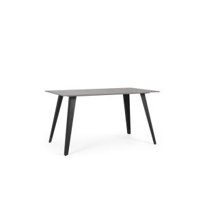 Table rectangulaire en céramique et métal L140 6 places noi…