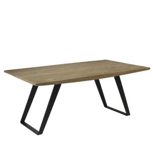 Table rectangulaire en chêne et métal, 8 couverts teinte cl…