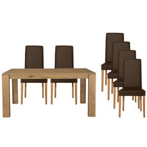 Table rectangulaire extensible L160/247   6 chaises cuir