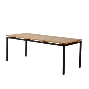 Table rectangulaire métal et chêne, 8 couverts teinte clair…