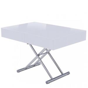 Table relevable extensible en panneau de particules blanc