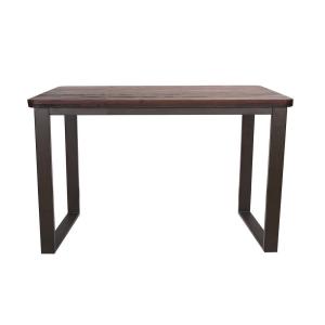 Table repas 120 cm en bois massif foncé et acier