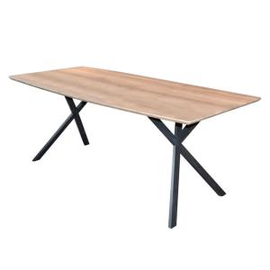 Table repas aspect Chêne avec pieds en acier noir