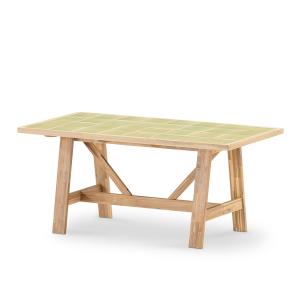 Table repas de jardin 168x87 en bois et céramique vert clai…