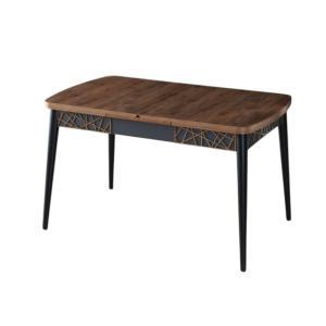 Table repas extensible 132-170 cm noyer / pieds noirs