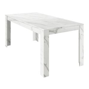 Table  repas extensible aspect marbre blanc