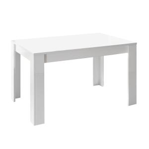 Table  repas extensible blanc laqué brillant plateau aspect…