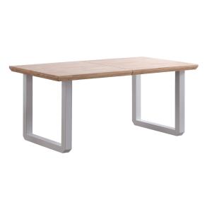 Table repas extensible bois clair et acier blanc L 220