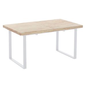 Table repas extensible en bois clair et acier blanc