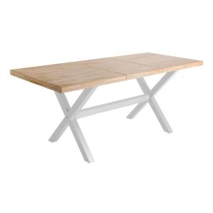 Table repas extensible en bois et acier blanc
