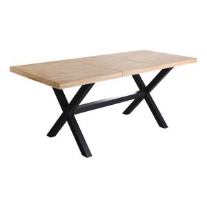 Table repas extensible en bois et acier noir