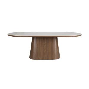 Table repas ovale bois noyer effet marbre L180