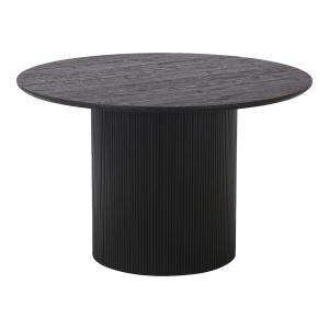 Table  repas ronde 120cm pieds relief mdf effet bois foncé