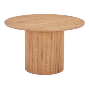 Table  repas ronde 120cm pieds relief mdf effet bois naturel