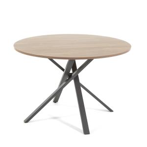 Table ronde ⌀110 cm avec pieds en métal et plateau effet bo…